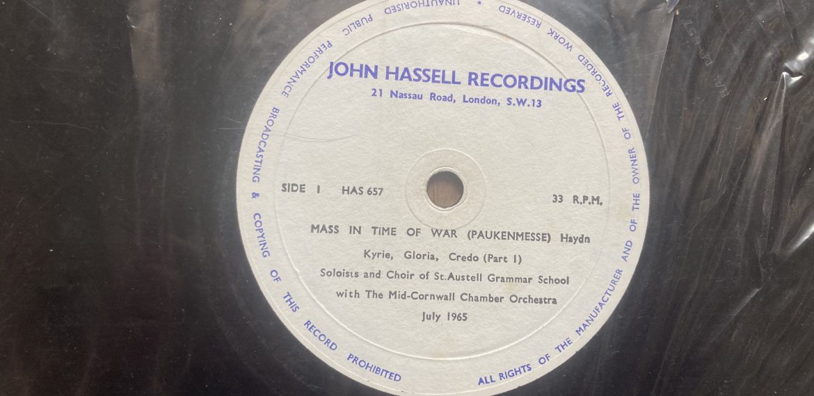 John Hassell Recordings of St Austell Grammar School Choir and Mid-Cornwall Chamber Orchestra, 1964 and 1965