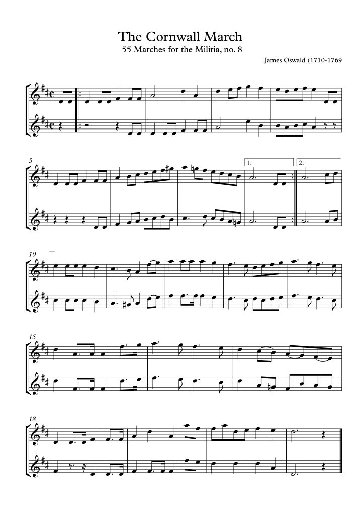 Cornwall March Music Score